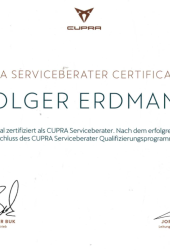 Zertifikat Cupra-Serive-Master H. Erdmann C. Thomsen Seevetal 2023