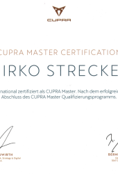 Zertifikat Cupra-Master M. Strecker C. Thomsen Seevetal 2023